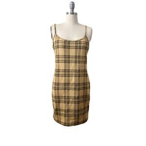 Popular 21 Women's Mini Dress Size L JR Yellow Plaid Y2K Style Clueless